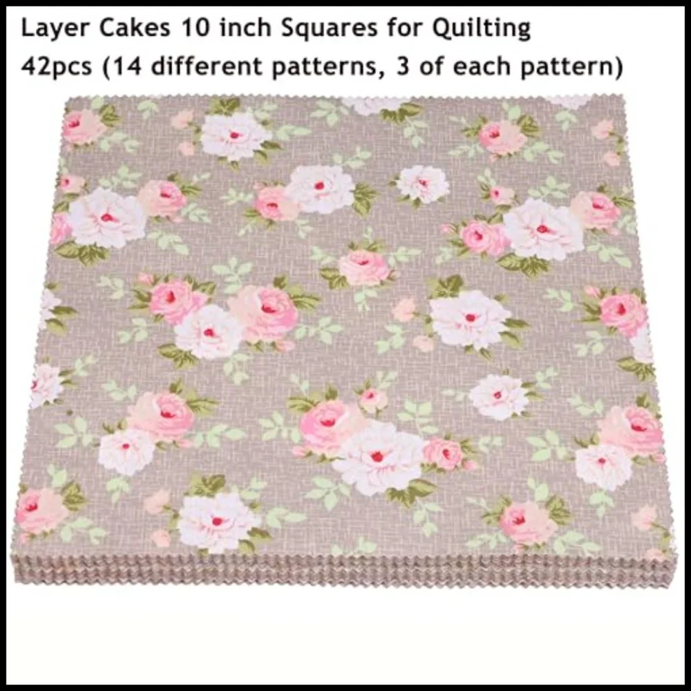 Vintage Print Cotton Fabric Squares Layer Cake Quilting Sewing Craft Supplies